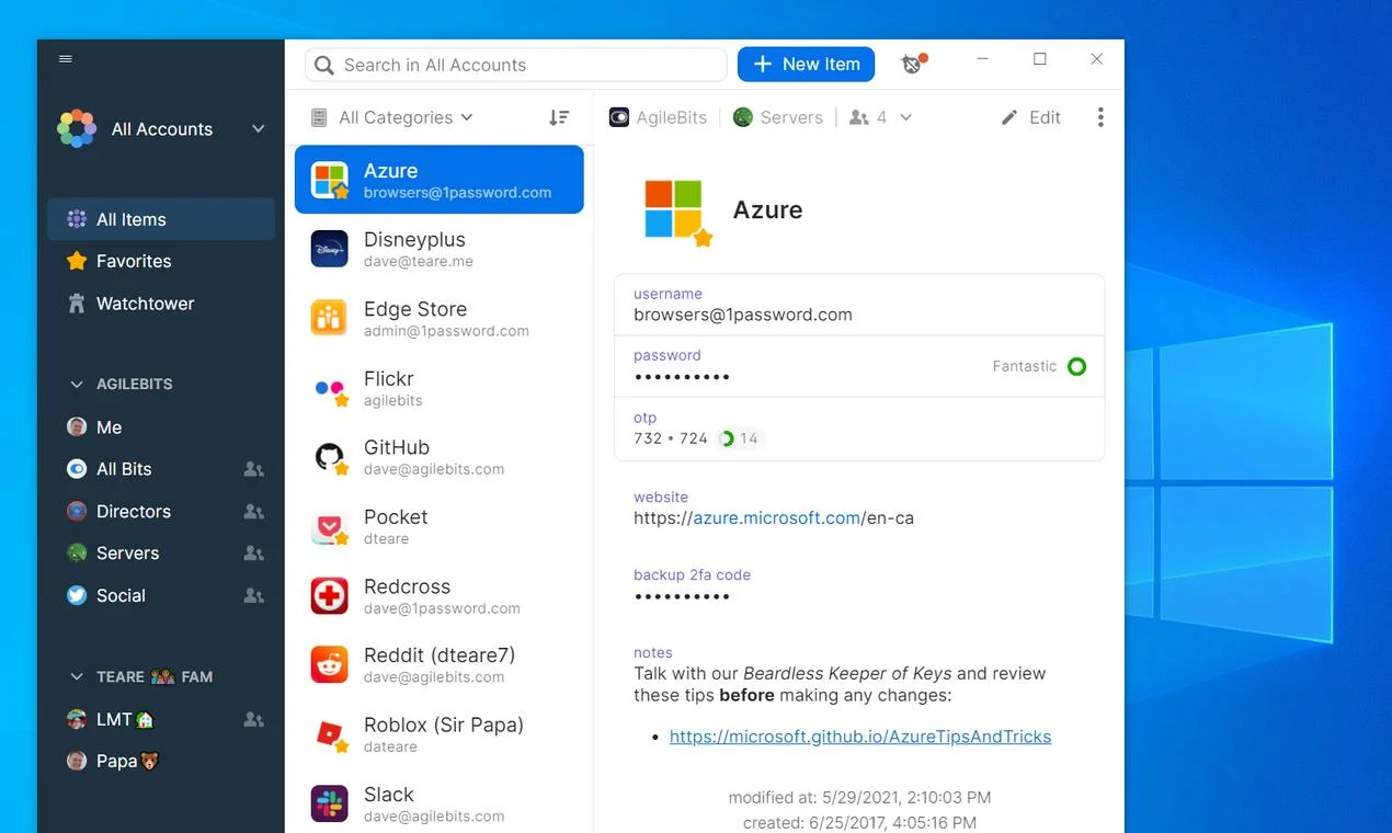 1Password screenshot 2