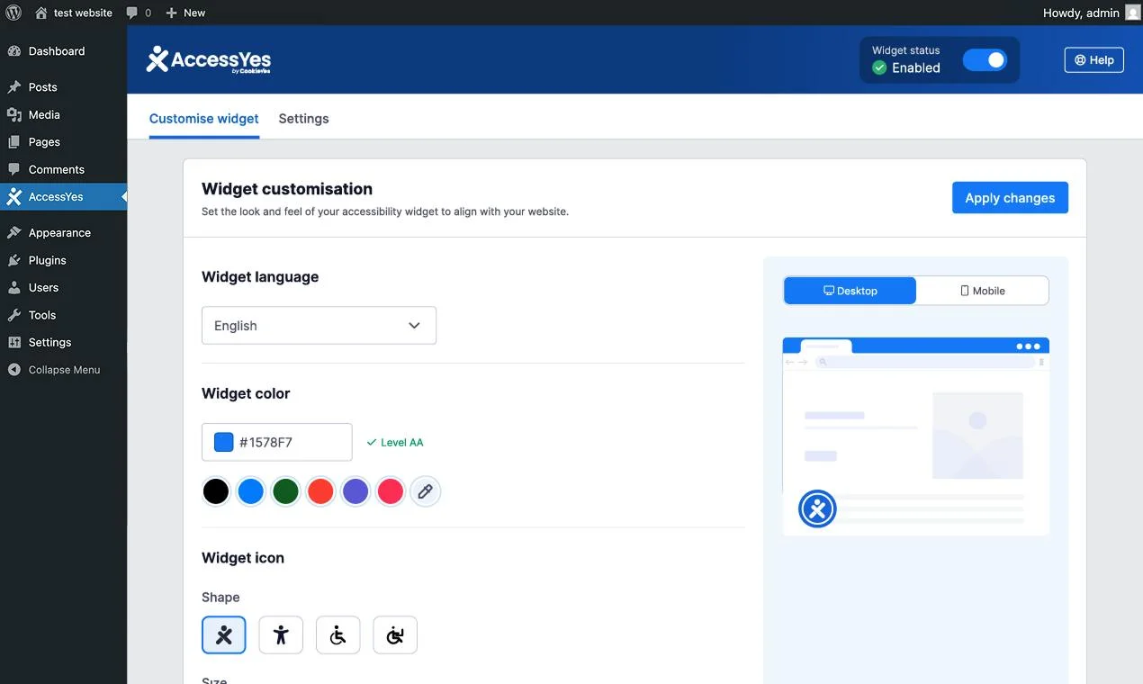 AccessiYes Accessibility Widget screenshot 4
