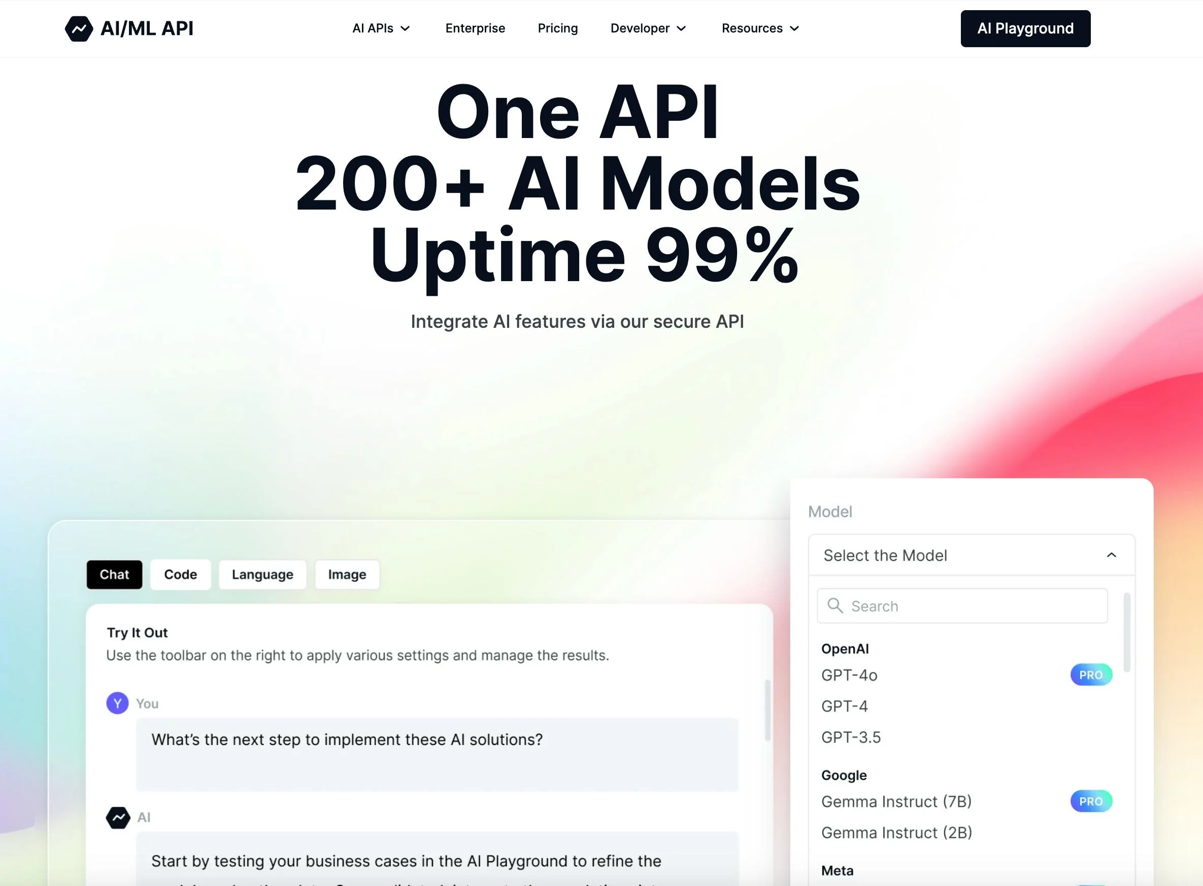 AI/ML API screenshot 2