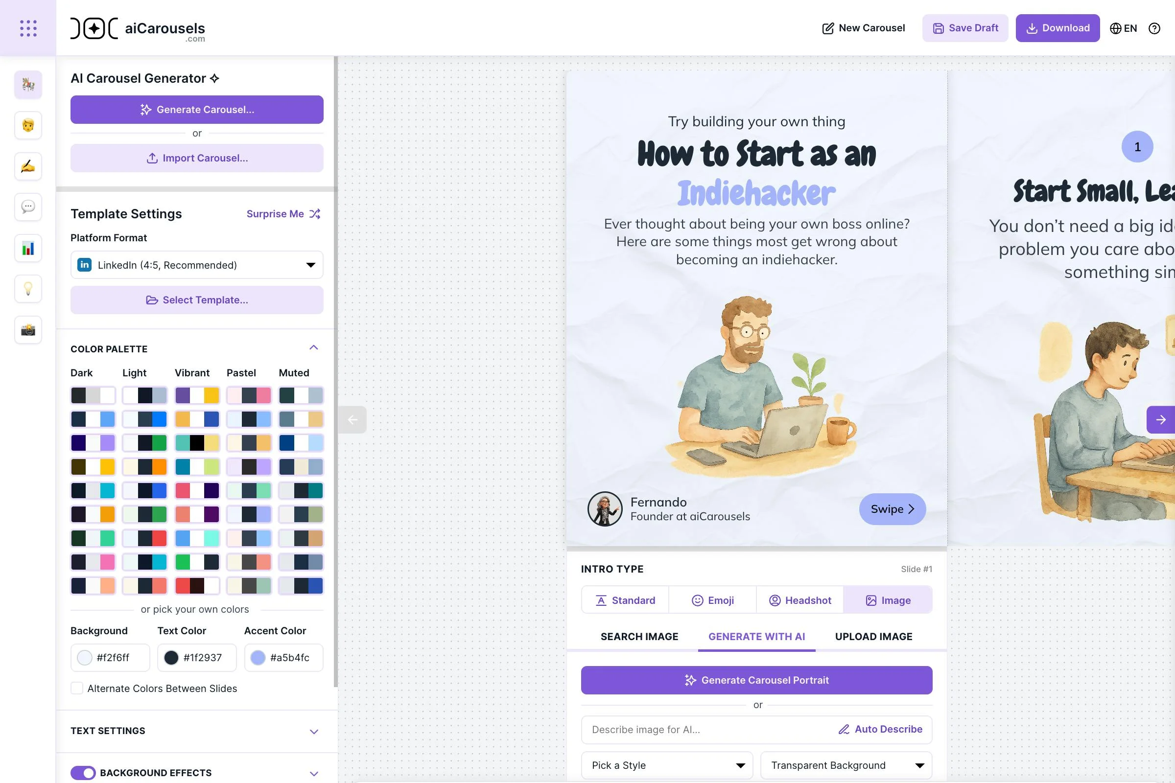 aiCarousels.com screenshot 2
