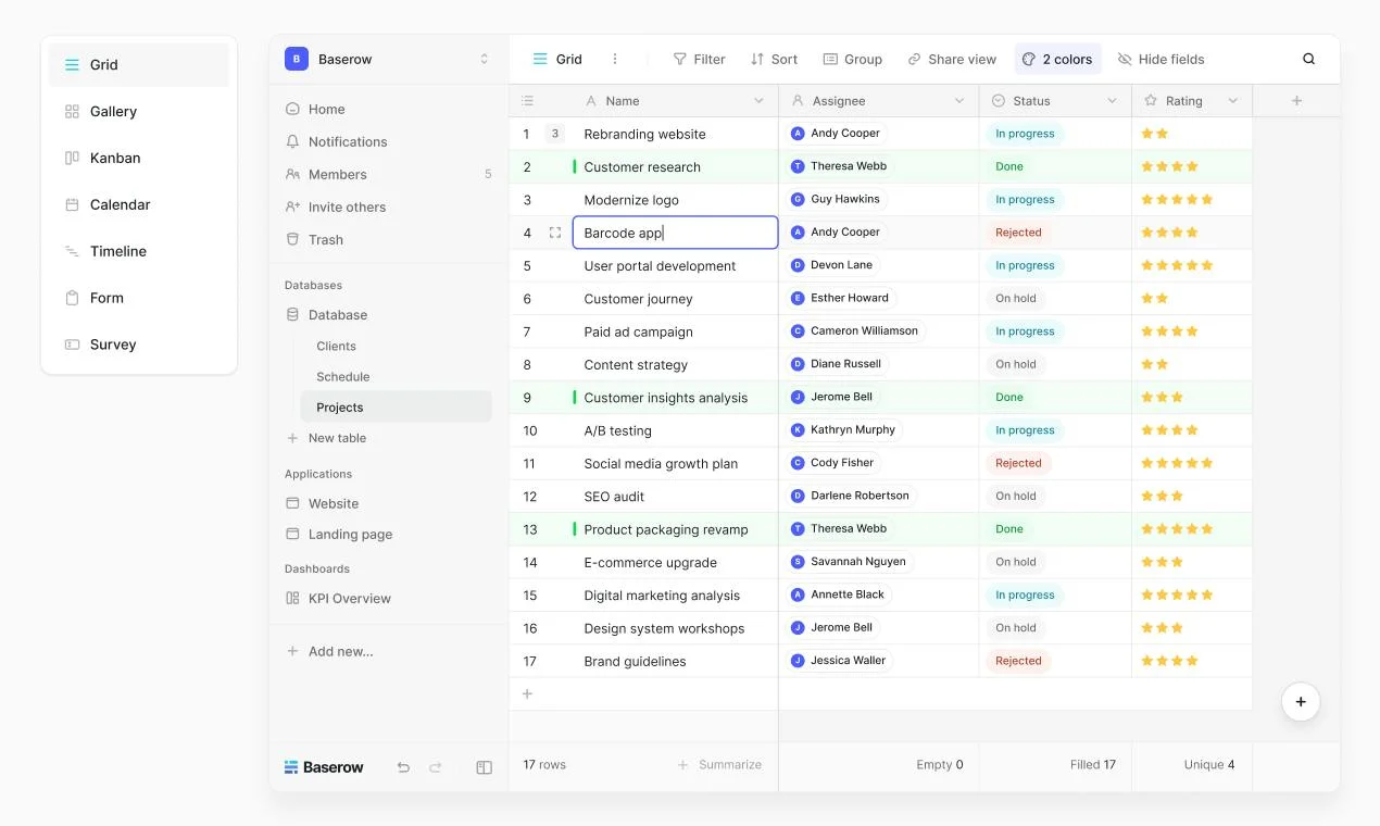 Baserow screenshot 2