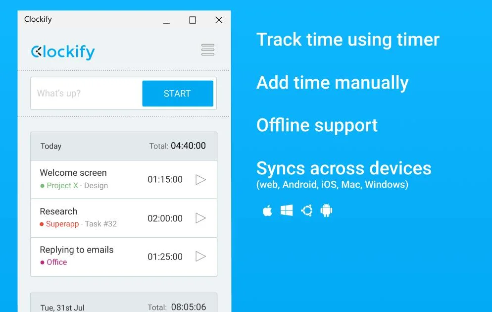 Clockify screenshot 2