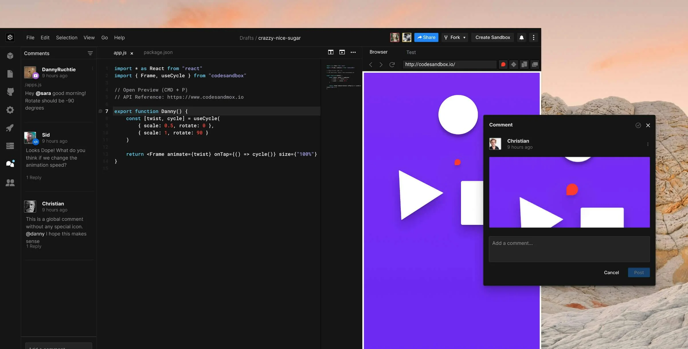 CodeSandbox screenshot 3