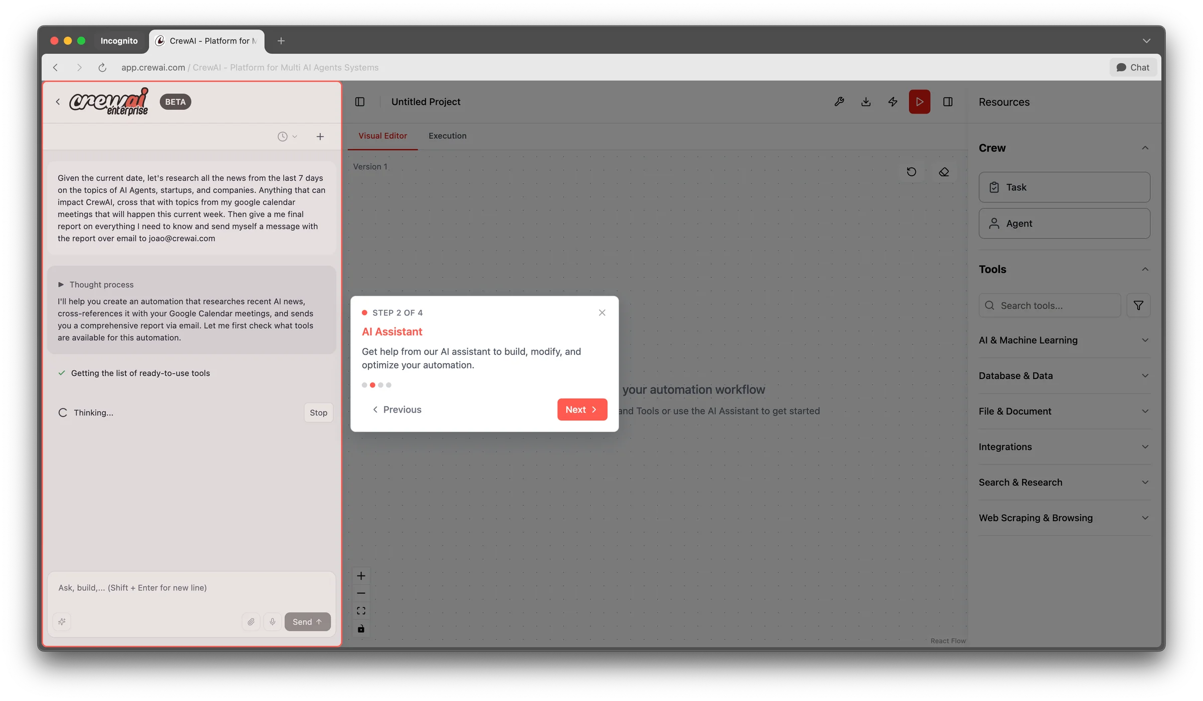 CrewAI screenshot 2