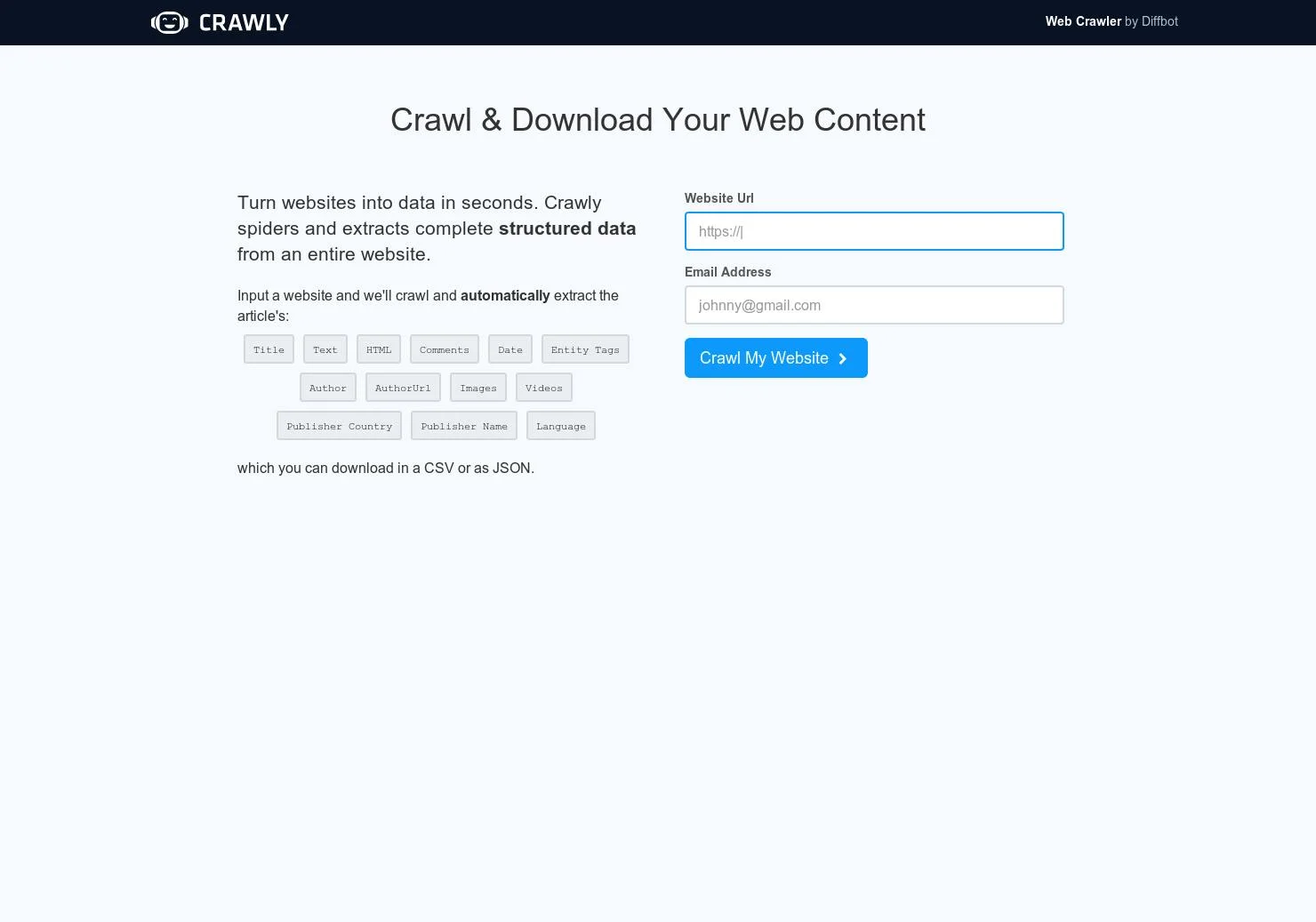 Diffbot screenshot 4