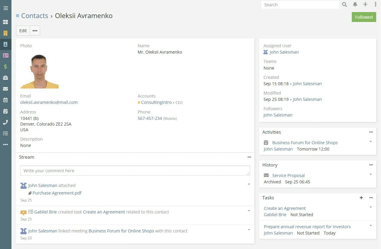 EspoCRM screenshot 2