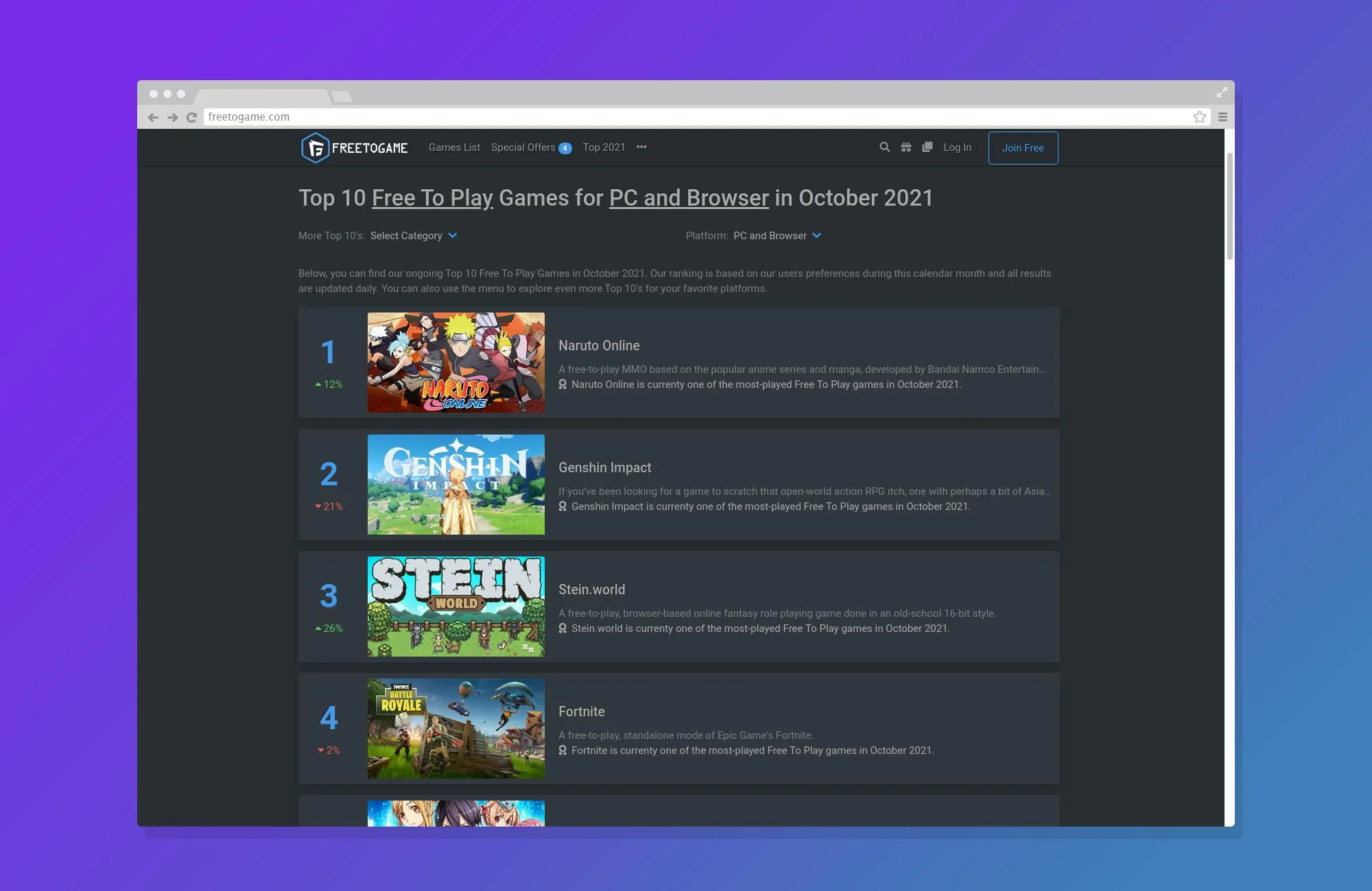 FreeToGame screenshot 7