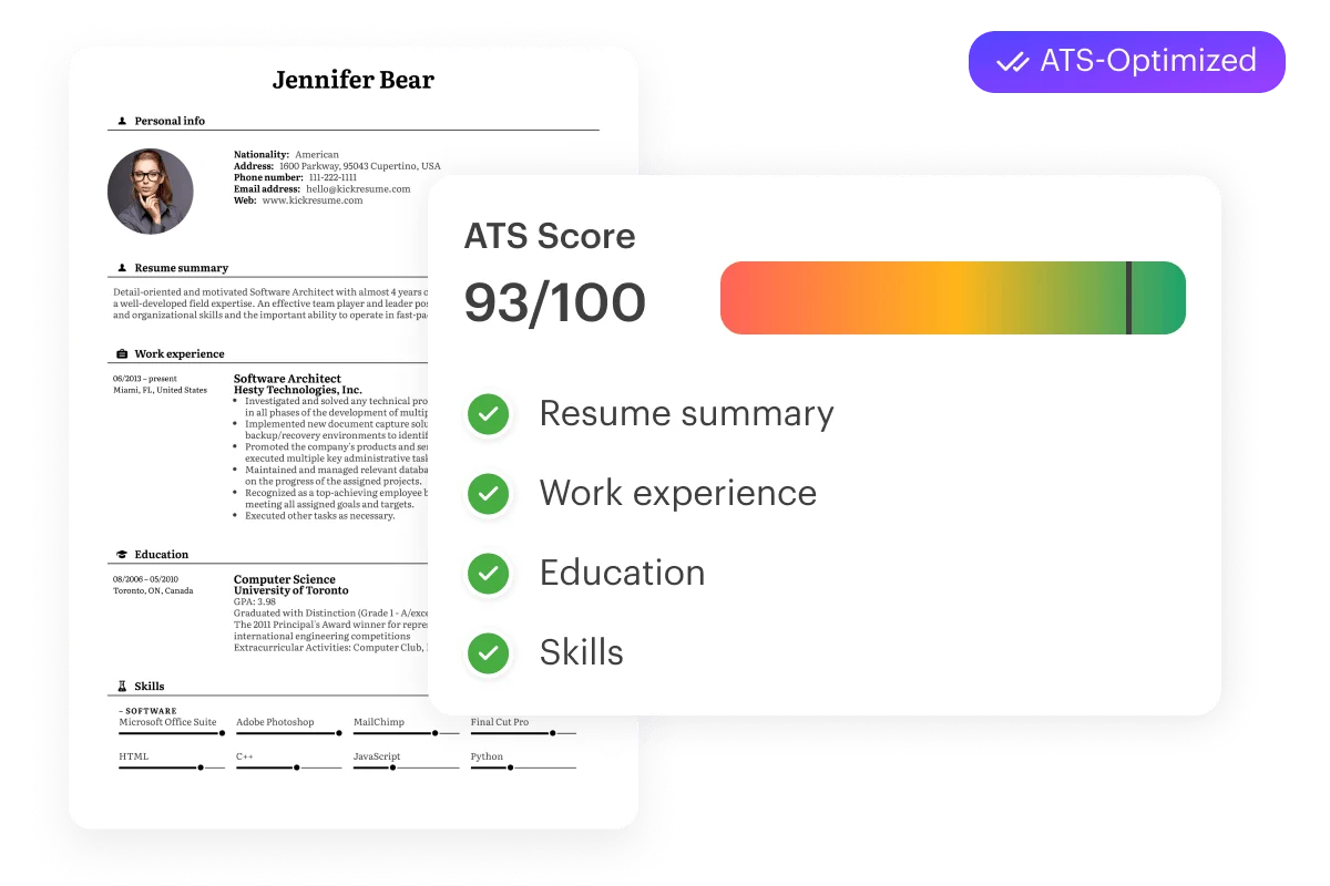 Kickresume screenshot 2