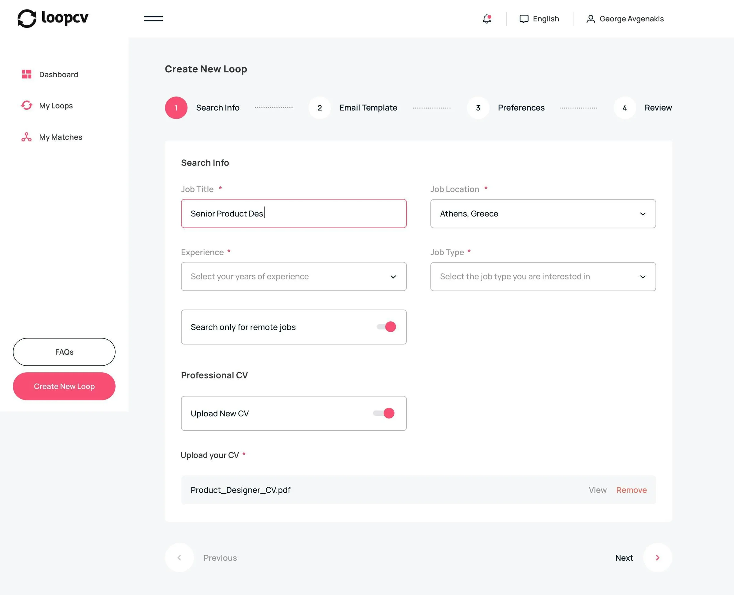 Loopcv screenshot 2