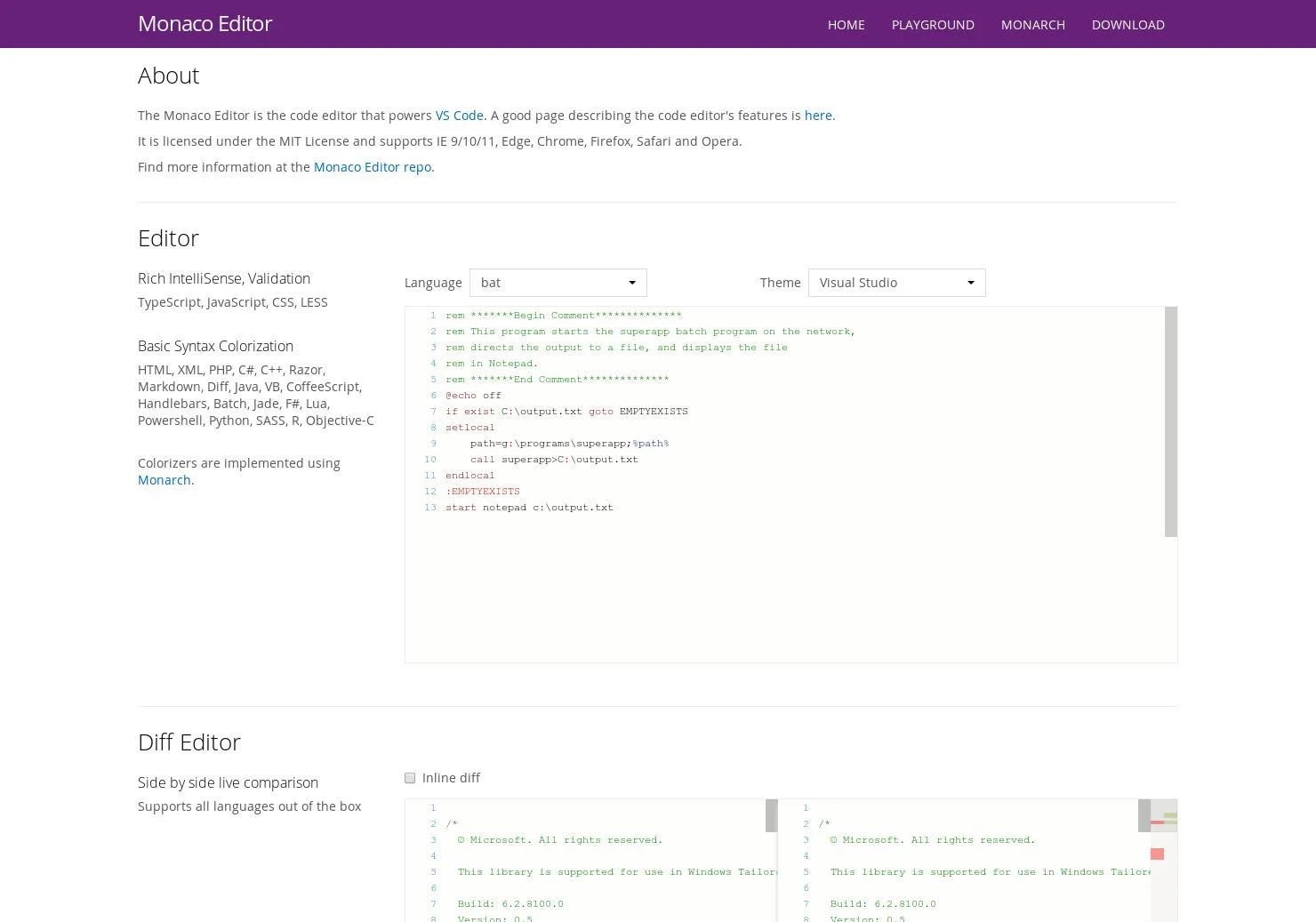 Monaco Editor screenshot 2