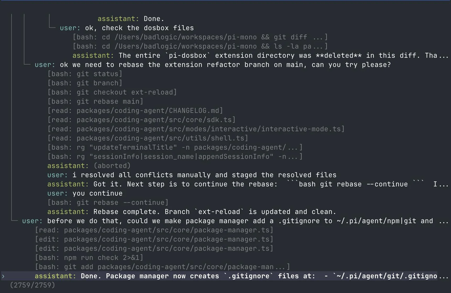 Pi Coding Agent screenshot 2