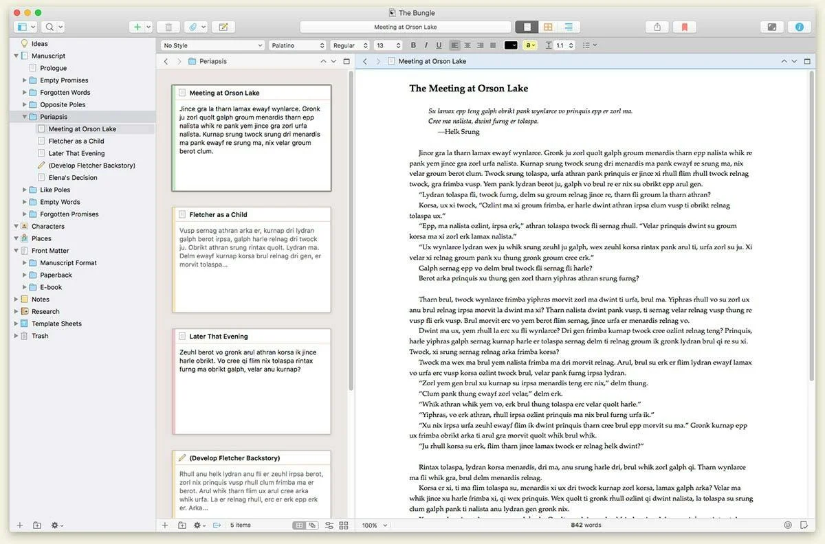Scrivener screenshot 2