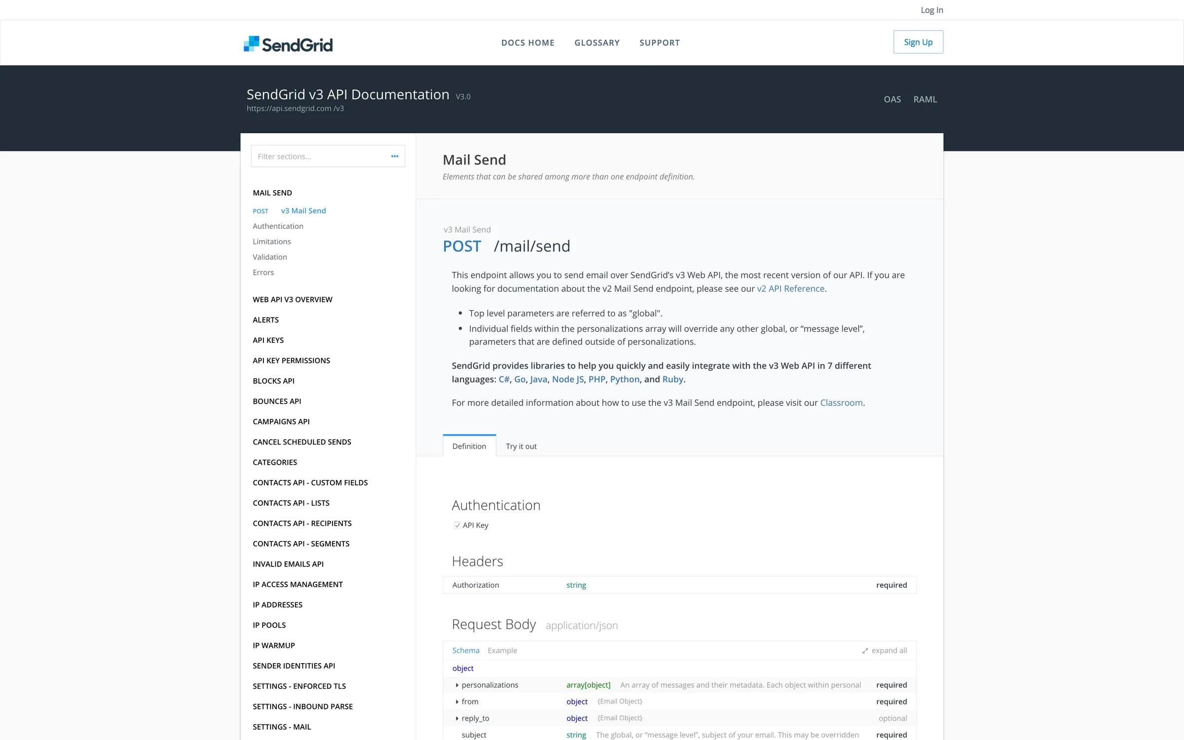 SendGrid screenshot 2