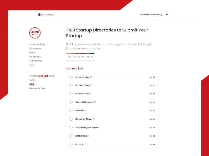 Submit Checklist screenshot 2
