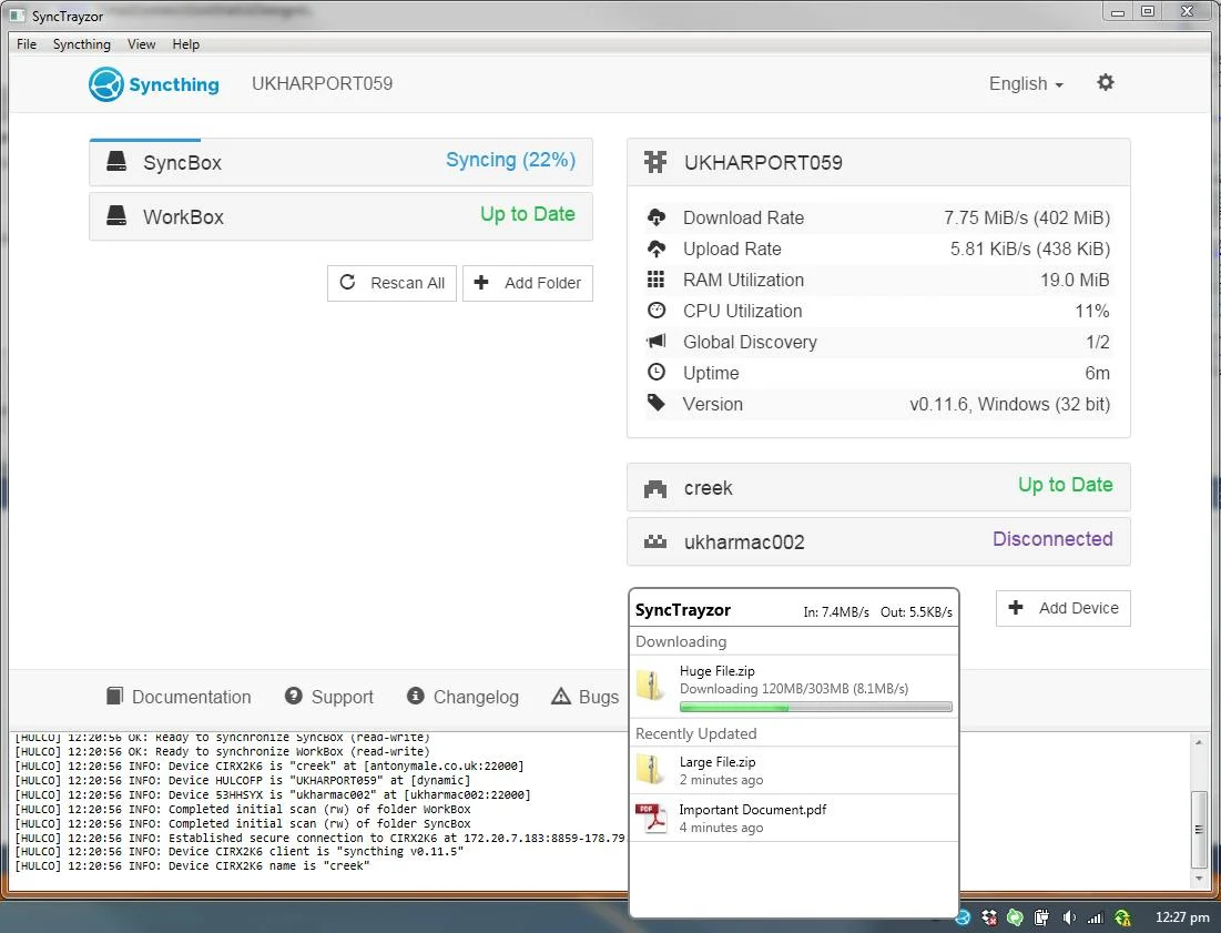 Syncthing screenshot 2