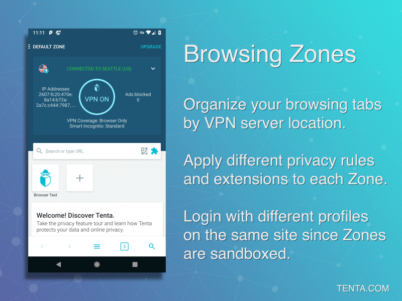 Tenta VPN Browser + Ad Blocker and Downloader screenshot 2