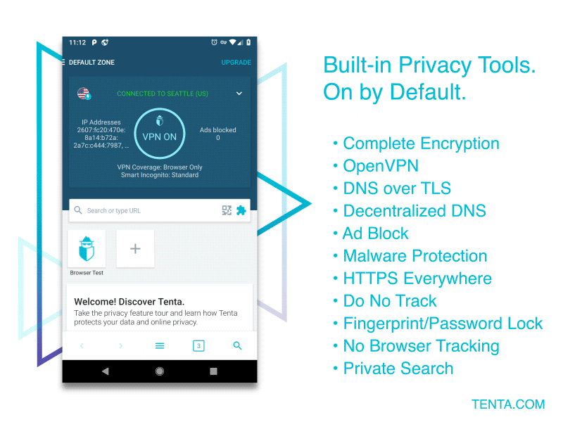 Tenta VPN Browser + Ad Blocker and Downloader screenshot 3