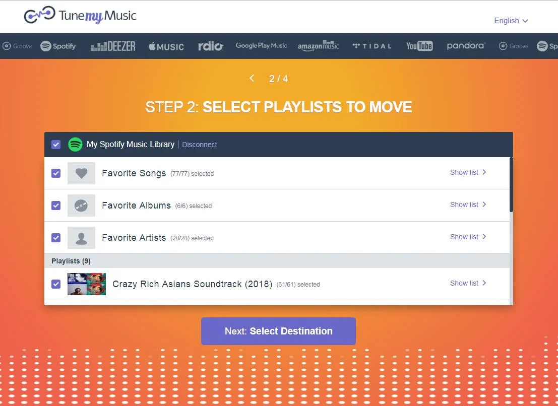 TuneMyMusic screenshot 2