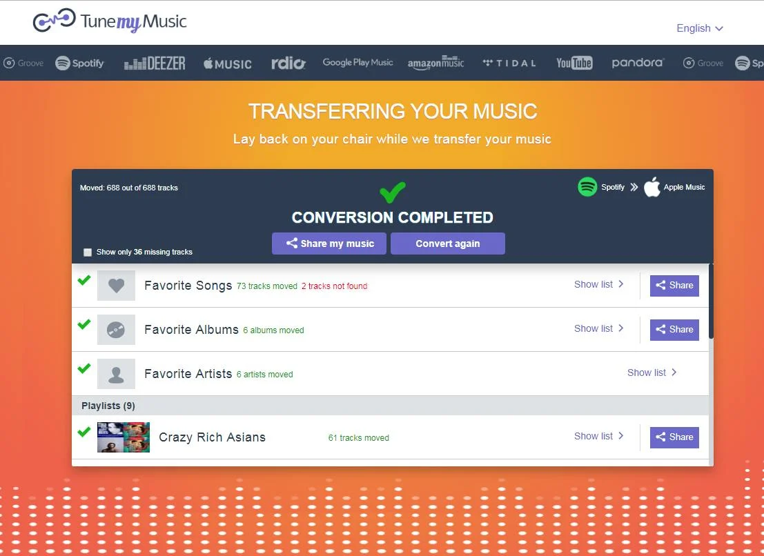 TuneMyMusic screenshot 5