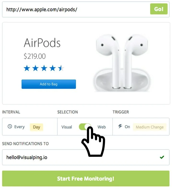 Visualping screenshot 3