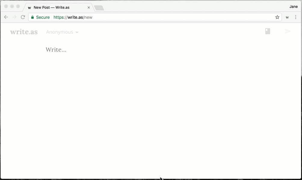 Write.as screenshot 2