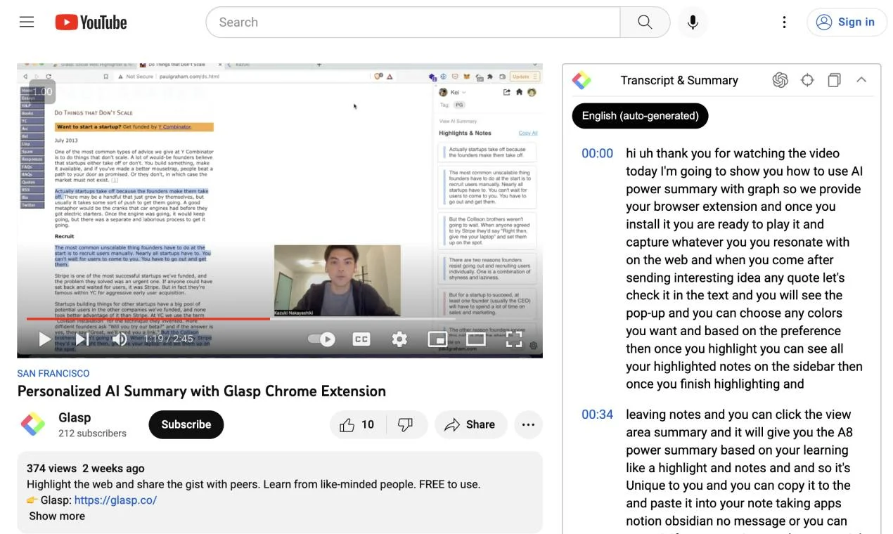 Glasp screenshot 2