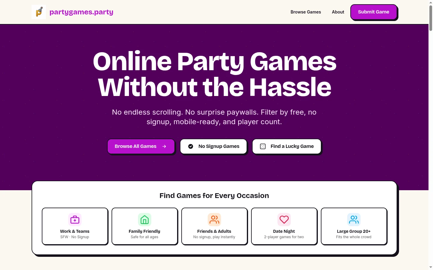 Party Games Registry screenshot 1